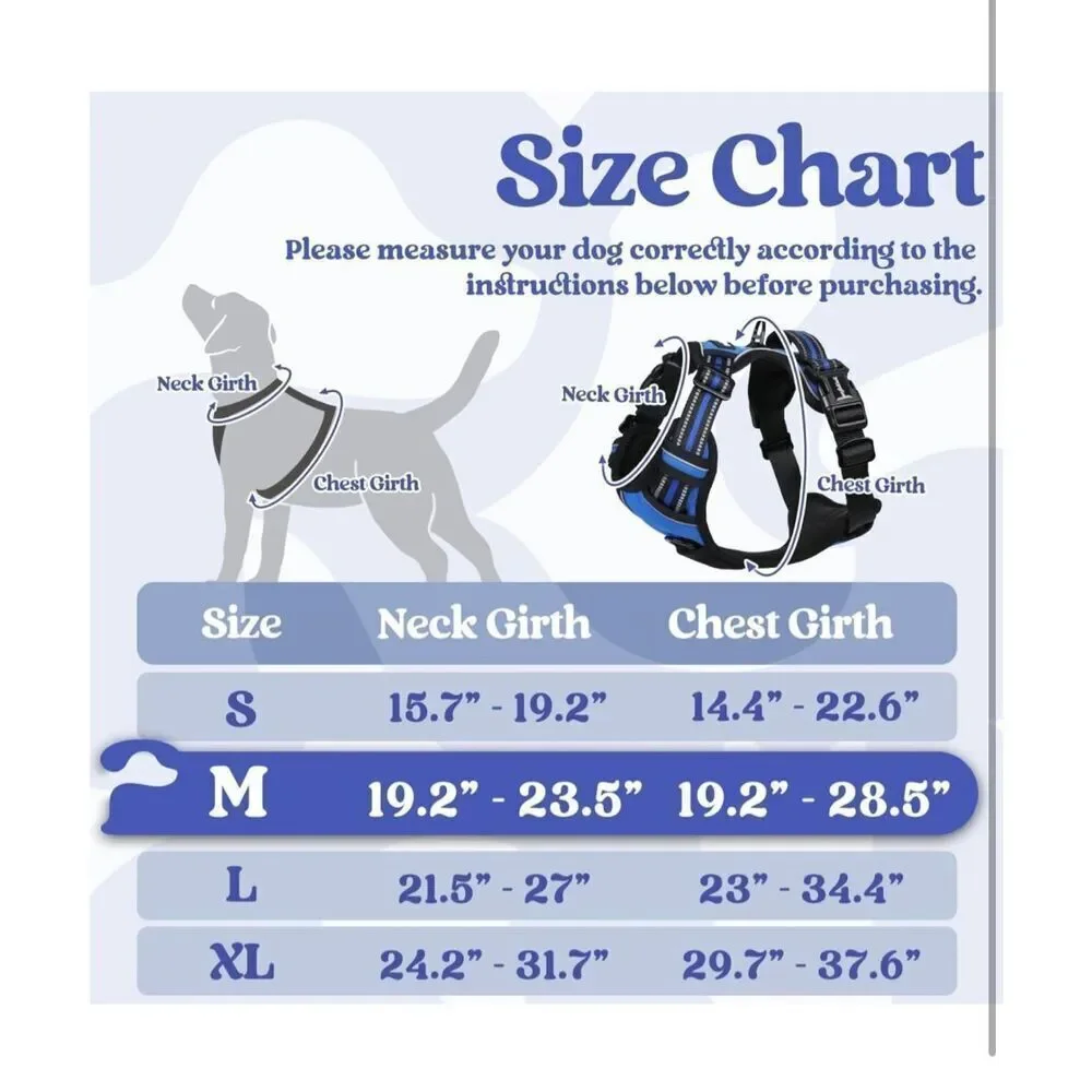 NEW Dog No Pull Harness Adjustable Soft Padded Dog Reflective Vest M